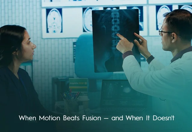 Spine motion preservation illustration for disc arthroplasty article